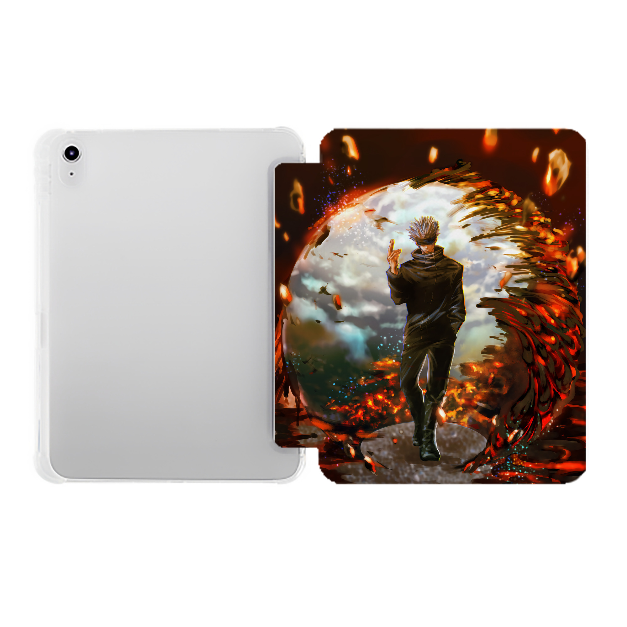 （画像用） 呪術廻戦 Jujutsu Kaisen IPad ケース ペン収納付き 三つ折りスタンド PUレザー×シリコン 対応機種9.5/10.5/10.9インチ